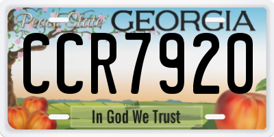 GA license plate CCR7920