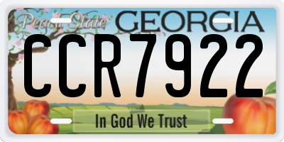 GA license plate CCR7922