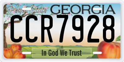 GA license plate CCR7928