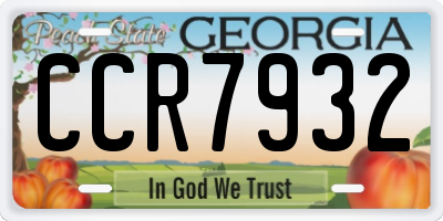 GA license plate CCR7932