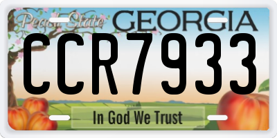 GA license plate CCR7933