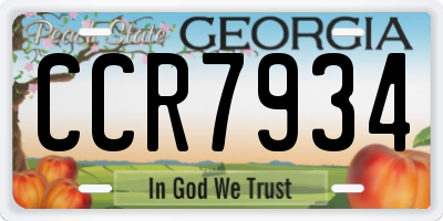 GA license plate CCR7934