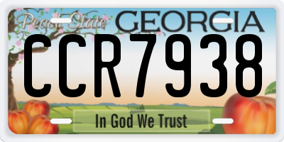 GA license plate CCR7938