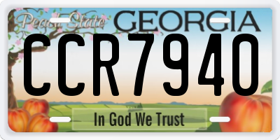 GA license plate CCR7940