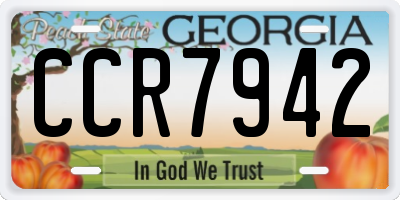 GA license plate CCR7942
