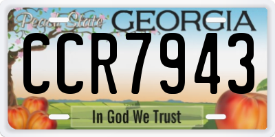 GA license plate CCR7943