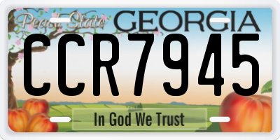GA license plate CCR7945