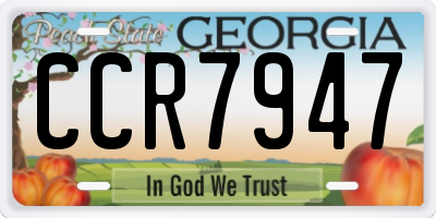 GA license plate CCR7947