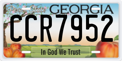 GA license plate CCR7952