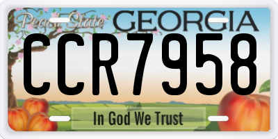 GA license plate CCR7958