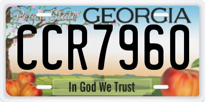 GA license plate CCR7960