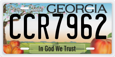 GA license plate CCR7962