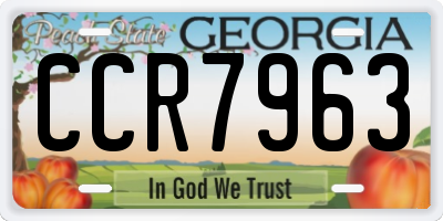 GA license plate CCR7963