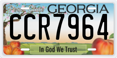 GA license plate CCR7964