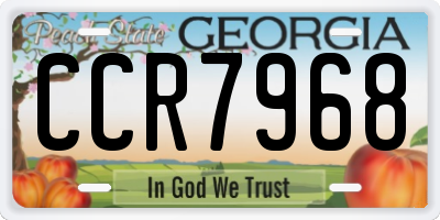 GA license plate CCR7968