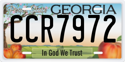 GA license plate CCR7972