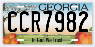 GA license plate CCR7982