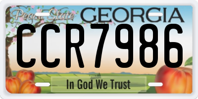 GA license plate CCR7986