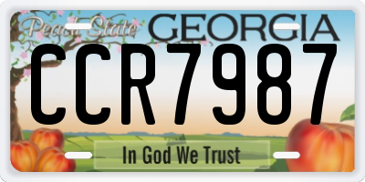 GA license plate CCR7987