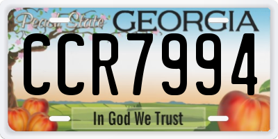 GA license plate CCR7994