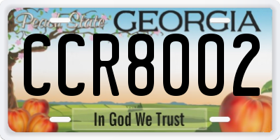 GA license plate CCR8002