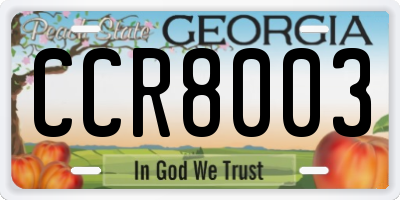 GA license plate CCR8003