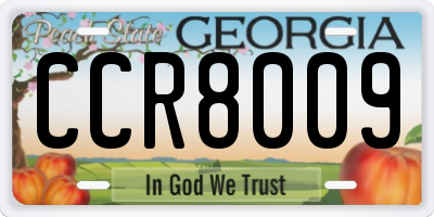 GA license plate CCR8009