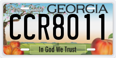 GA license plate CCR8011