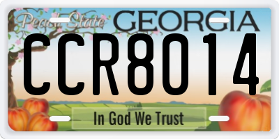 GA license plate CCR8014