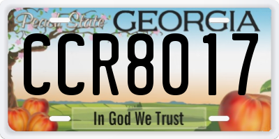 GA license plate CCR8017