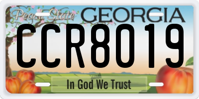 GA license plate CCR8019