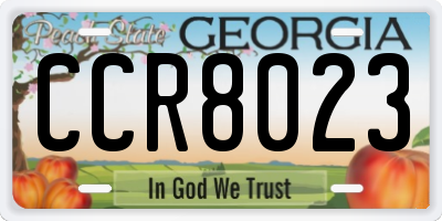 GA license plate CCR8023