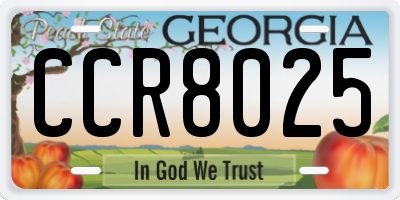 GA license plate CCR8025
