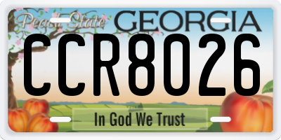 GA license plate CCR8026