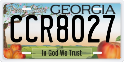 GA license plate CCR8027