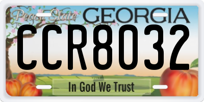 GA license plate CCR8032