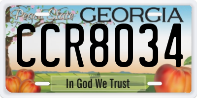 GA license plate CCR8034