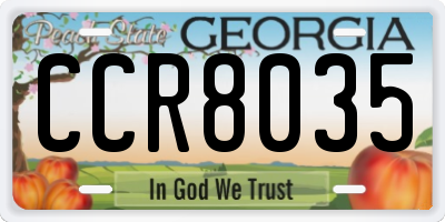 GA license plate CCR8035
