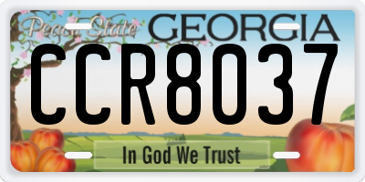 GA license plate CCR8037