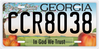 GA license plate CCR8038