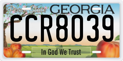 GA license plate CCR8039