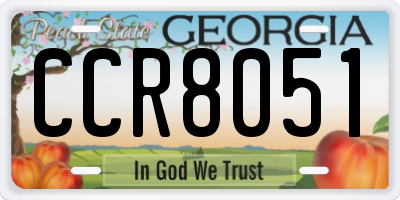 GA license plate CCR8051