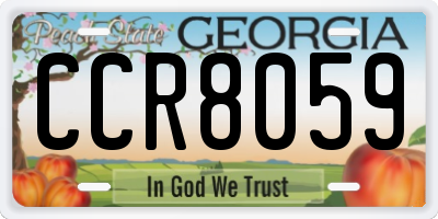 GA license plate CCR8059