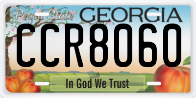 GA license plate CCR8060