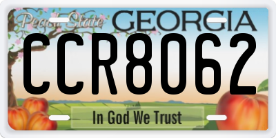 GA license plate CCR8062