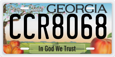 GA license plate CCR8068