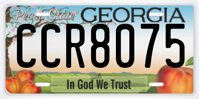 GA license plate CCR8075