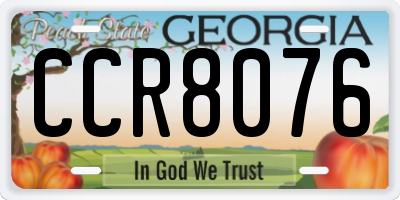 GA license plate CCR8076