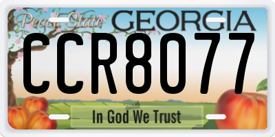 GA license plate CCR8077