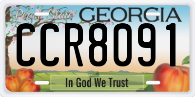 GA license plate CCR8091